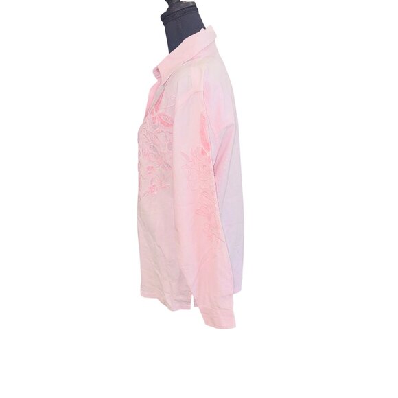 VTG Western Quacker Factory Pink Cut Out Sequin Shirt Butterfly Coastal Cowgirl - Picture 4 of 10